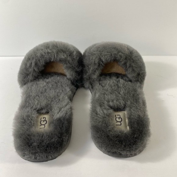 UGG Fluff Slide II Sheepskin Charcoal Slide Slipper - Picture 3 of 8